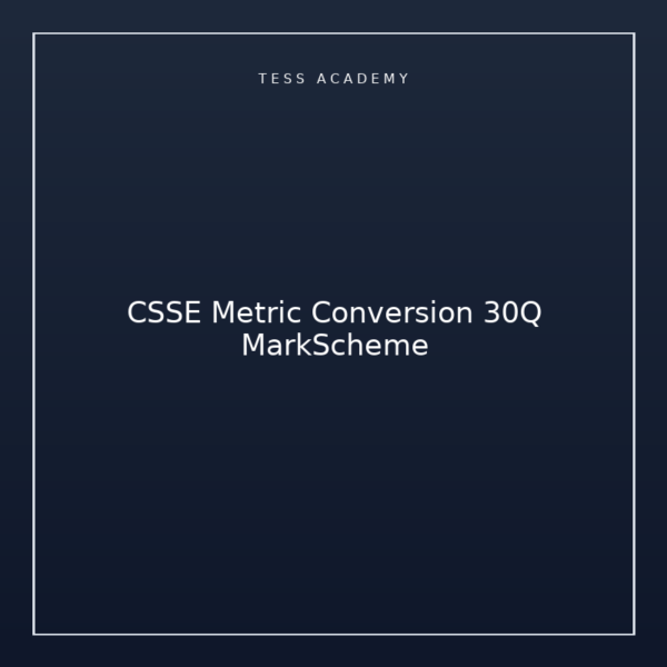 CSSE Metric Conversion 30Q MarkScheme