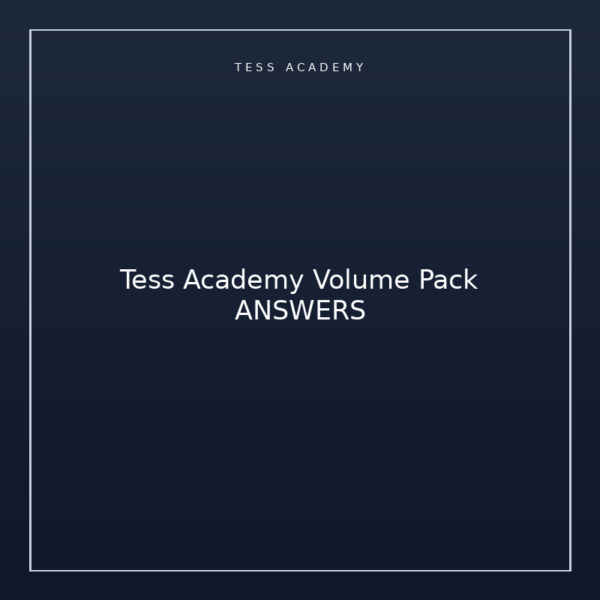 Tess Academy Volume Pack ANSWERS