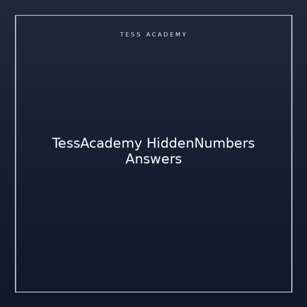 TessAcademy HiddenNumbers Answers