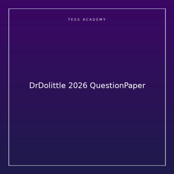 DrDolittle 2026 QuestionPaper