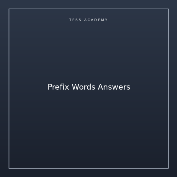 Prefix Words Answers