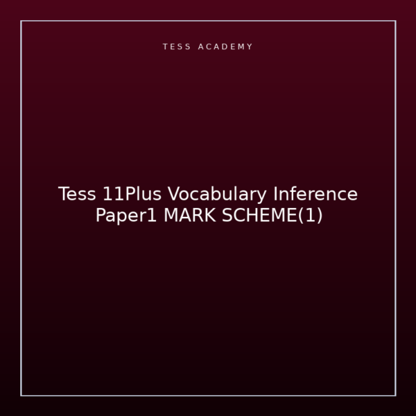 Tess 11Plus Vocabulary Inference Paper1 MARK SCHEME(1)
