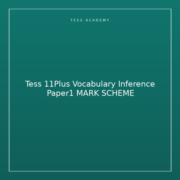 Tess 11Plus Vocabulary Inference Paper1 MARK SCHEME