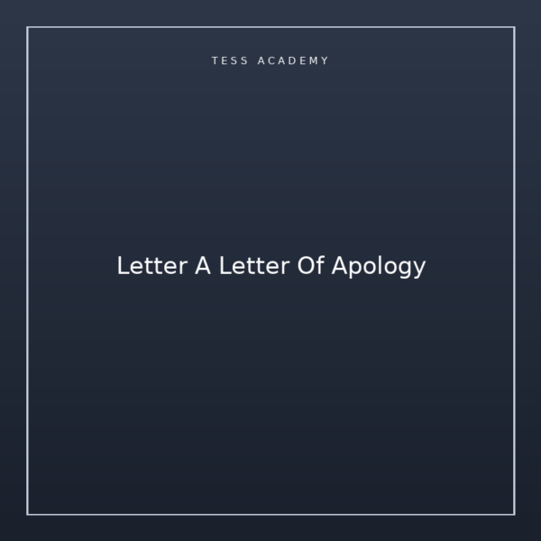 Letter A Letter Of Apology