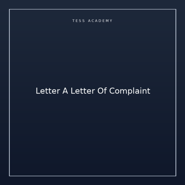 Letter A Letter Of Complaint