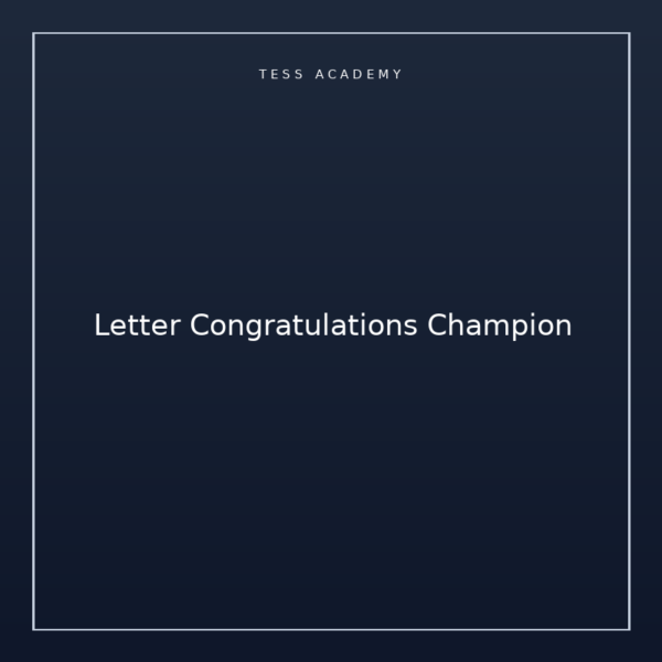 Letter Congratulations Champion