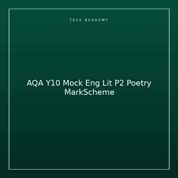 AQA Y10 Mock Eng Lit P2 Poetry MarkScheme