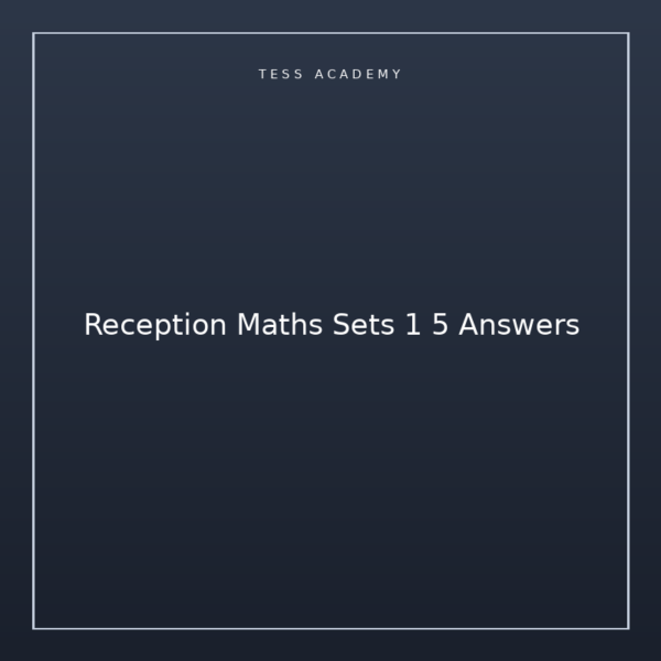 Reception Maths Sets 1 5 Answers