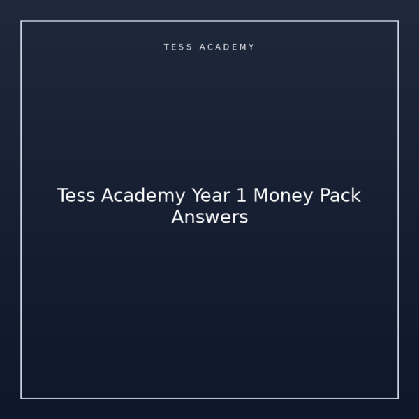 Tess Academy Year 1 Money Pack Answers