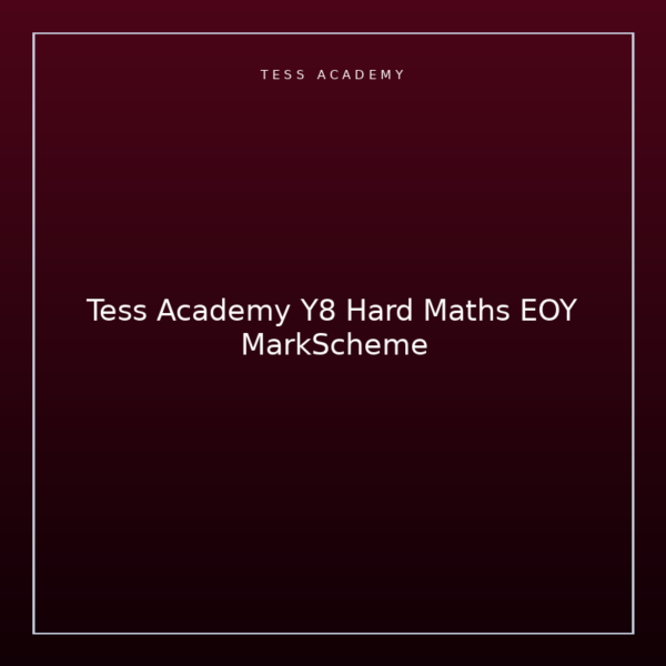 Tess Academy Y8 Hard Maths EOY MarkScheme