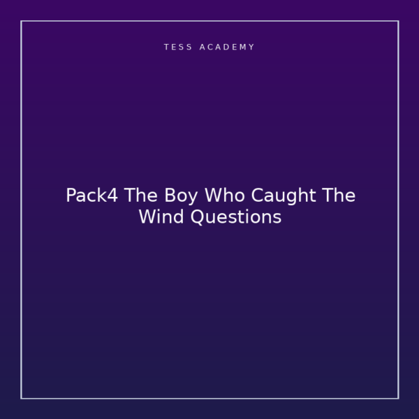Pack4 The Boy Who Caught The Wind Questions