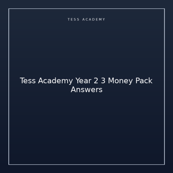Tess Academy Year 2 3 Money Pack Answers