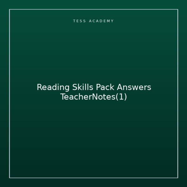 Reading Skills Pack Answers TeacherNotes(1)