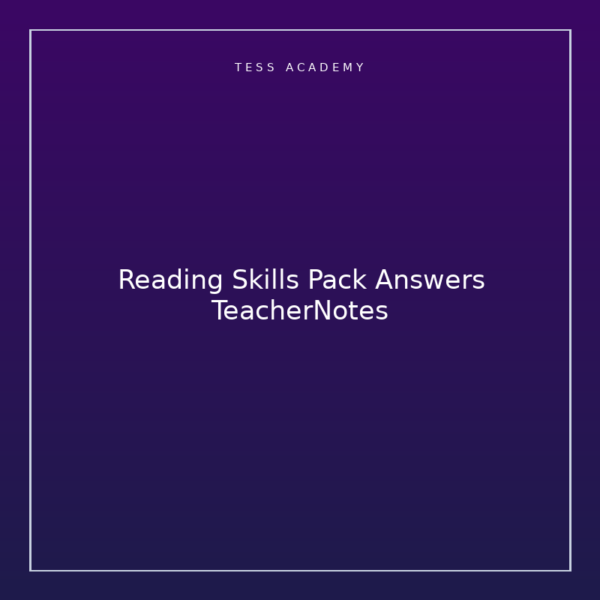 Reading Skills Pack Answers TeacherNotes