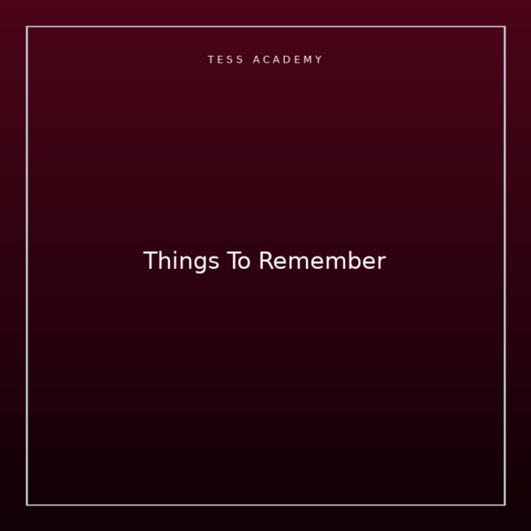 Things To Remember
