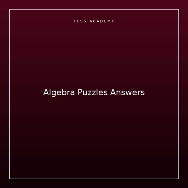 Algebra Puzzles Answers
