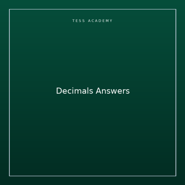 Decimals Answers